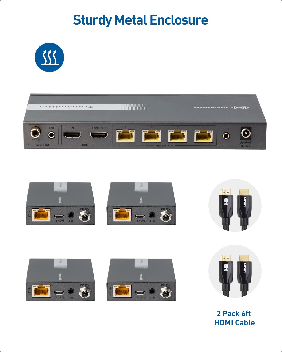 Amazon.com: Cable Matters 1x4 4K HDMI Extender Splitter, Supports